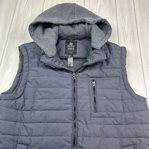 Wantdo Water Resistant Thick Puffer Vest Jacket with Hood Gray Mens Sz L